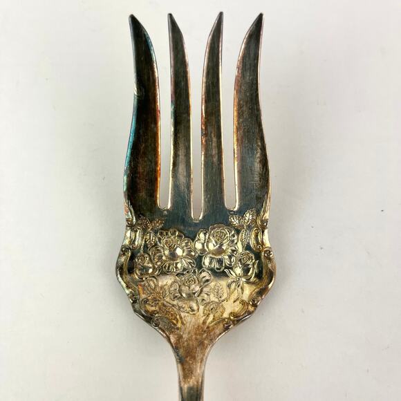 RC Co. Antique Serving Fork Reprouse Rose Pattern - Picture 3 of 6
